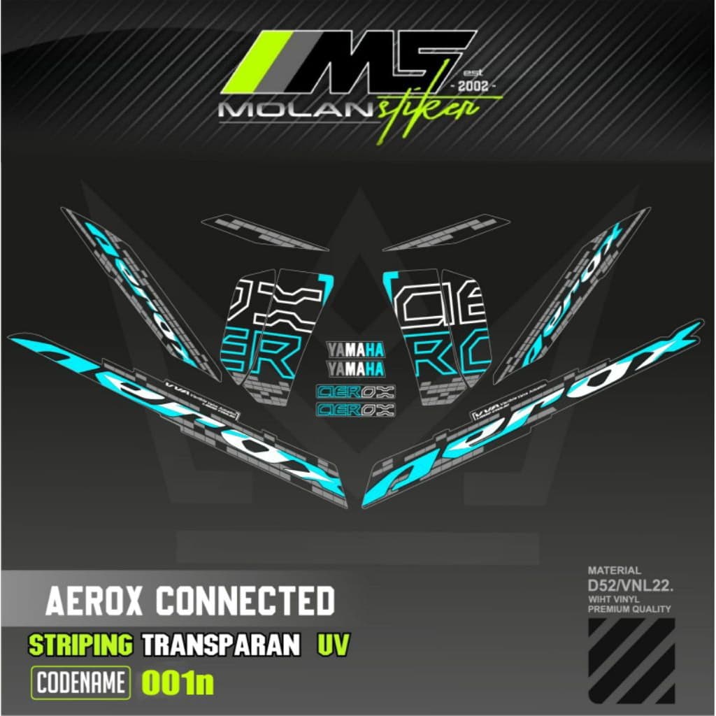 Decal สติกเกอร์ Striping Variation โปร่งใส Uv Aerox 155 เชื่อมต่อ 2020-2024 Aerox V2 Aerox Gen 2 Nvx V2 Aerox ใหม่ Cyber City Yamaha Aerox S Vva Abs Decal Aerox โปร่งใส Stricker Lis Aerox โปร่งใส Striping Aerox โปร่งใสสีฟ้า