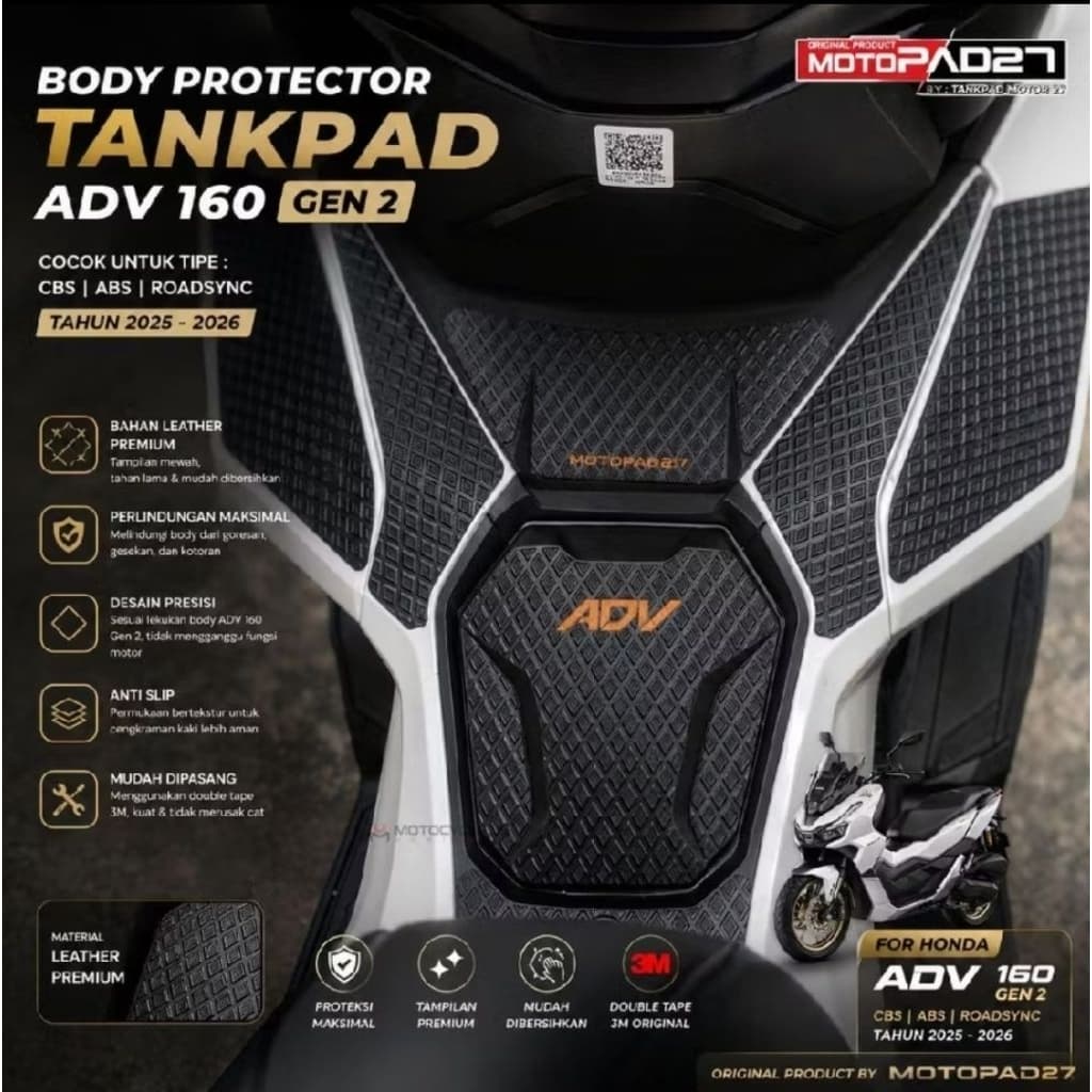 Deckpad Tankpad ADV 160 2025 2026 ใหม่ ABS CBS ROADSYNC วัสดุยางพรีเมี่ยม Original motopad27