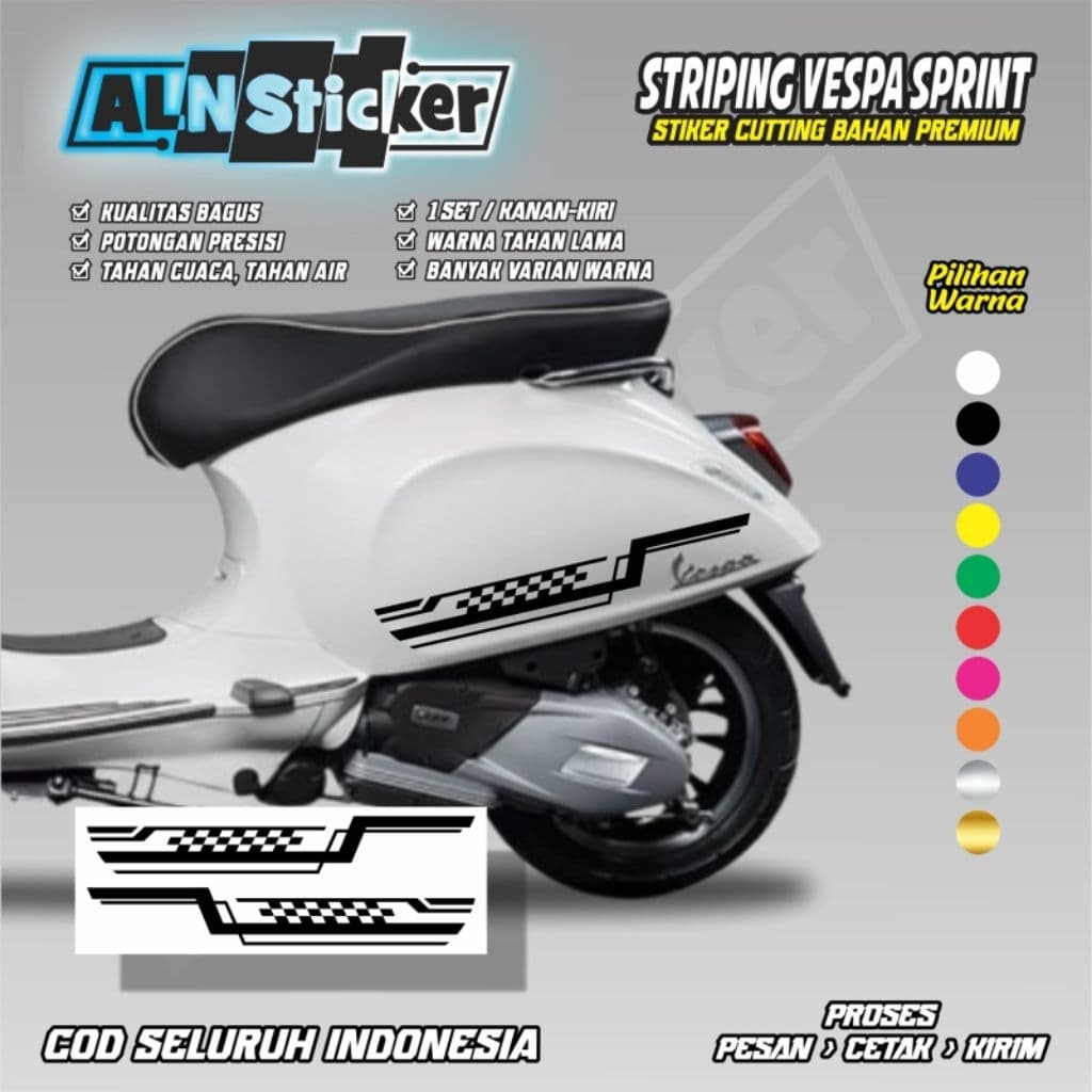 สติ๊กเกอร์ตัด Lis สําหรับรถมอเตอร์ไซค์ Vespa / แถบลาย Vespa sprint สุดเท่