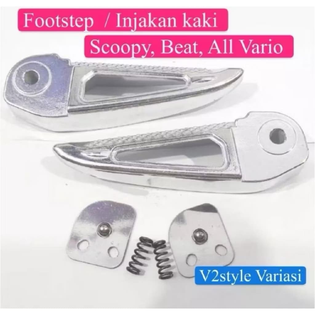 LOKAL FOOTSTEP HONDA SCOOPY CHROME สินค้าท้องถิ่น FOOTSTEP HONDA CHROME HONDA BEAT FI POP ESP คาร์บอนใหม่ HONDA VARIO TECH คาร์บอน 110 125 SCOOPY Foot Step + พักเท้าหลัง Bolt ขั้นเท้าหลัง Scoopy Beat Vario 110 125 150 โครเมี่ยม