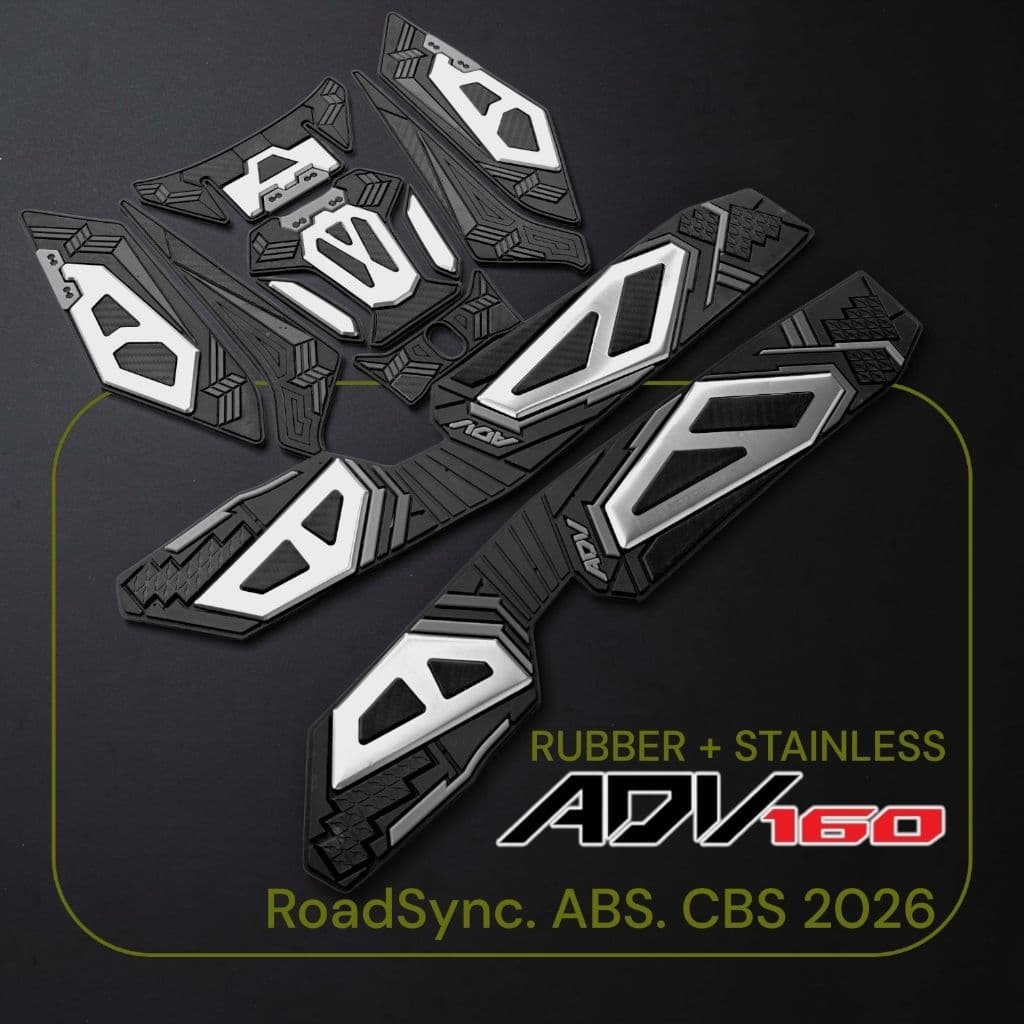Motopad27 ฟิล์มกันรอยพรีเมี่ยม ADV160 ฝาถัง + พรมยางสแตนเลส ADV160 รุ่นใหม่