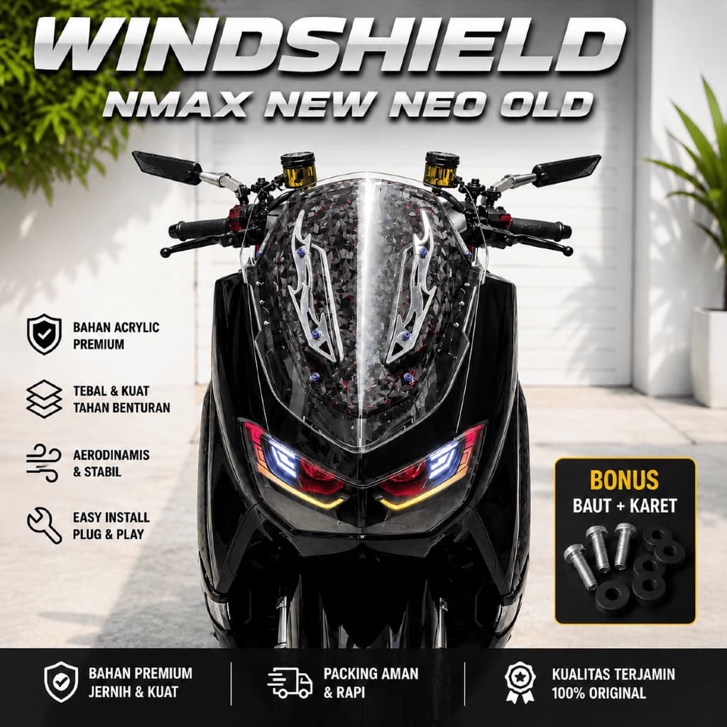 BXgarage - กระบังหน้ากระจกมาตรฐาน Cyborg Nmax New Nmax Old Nmax Turbo Preready Precision