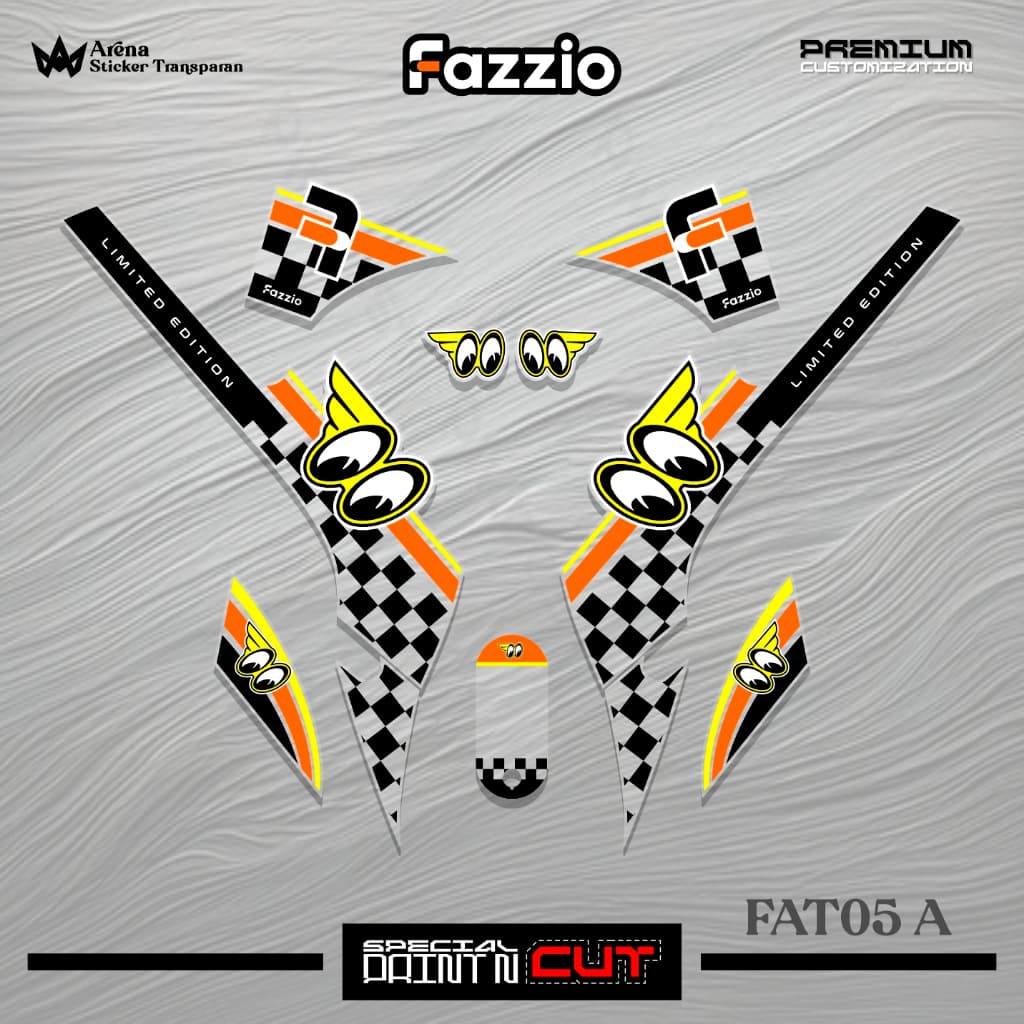 FAT05c สติกเกอร์รูปลอกโปร่งใส Fazzio Moon Eyes Lis ภาพ Striping สติกเกอร์ Striping พรีเมี่ยมโปร่งใส UV Clear Yamaha Fazzio Moon Eyes Kawai ไทยเวียดนาม Limited Edition