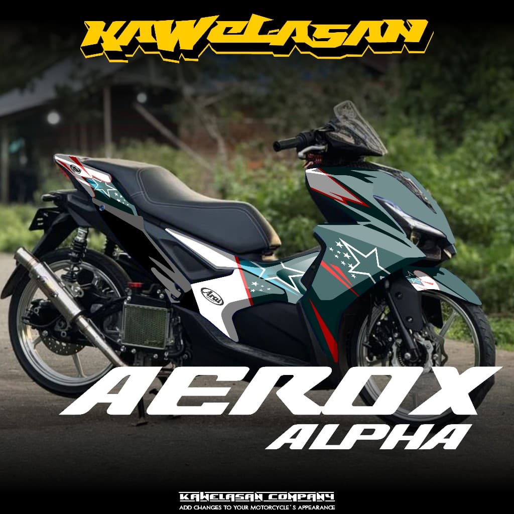 ล่าสุด Yamaha Aerox Alpha Turbo Full Body สติกเกอร์ 2025-2026 Aerox Alpha Turbo Decal สติกเกอร์ Arai Bintang Motif Aerox Alpha Yamaha KS.05