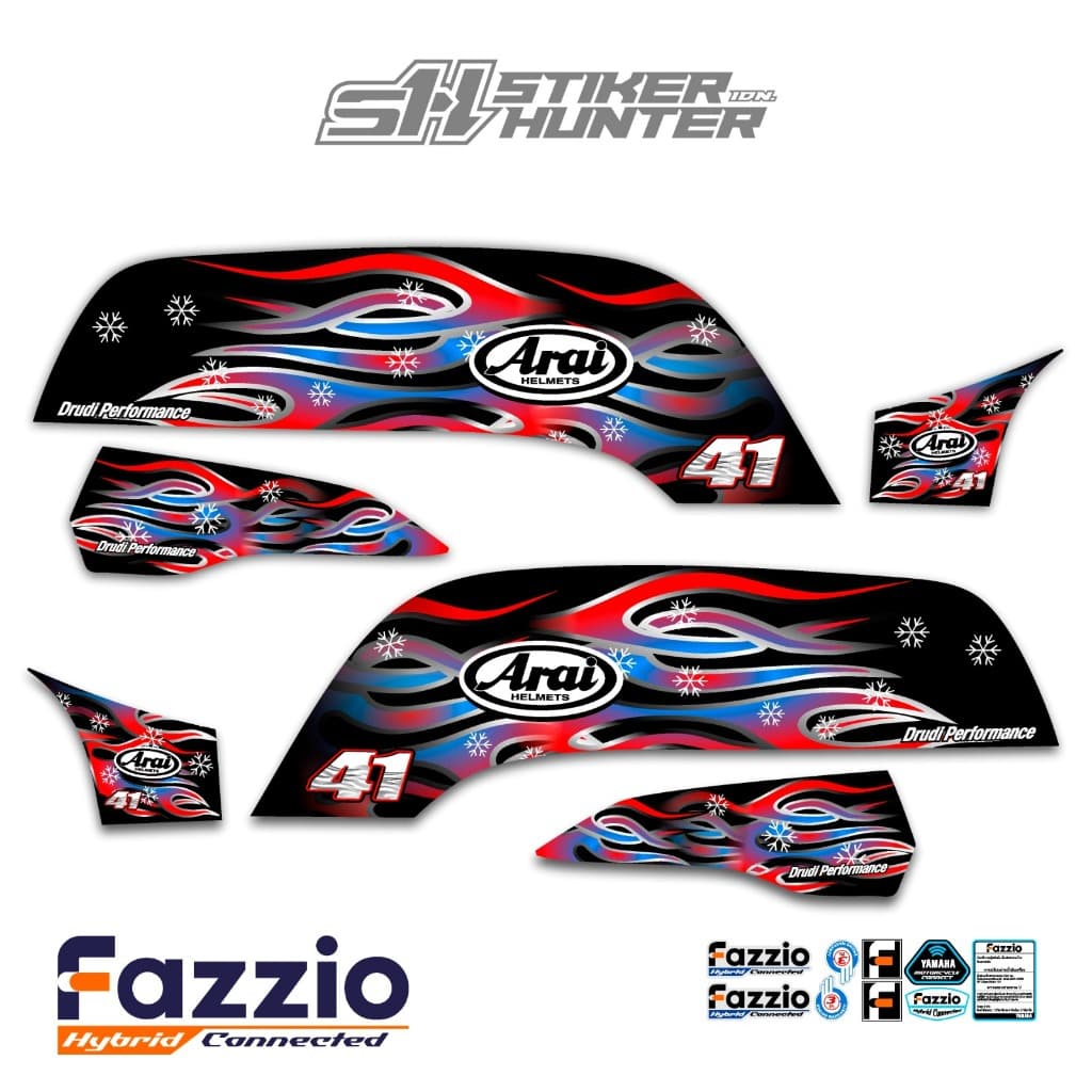 แถบสติ๊กเกอร์ FAZIO / HAGA V1 FIRE MOTIF / สติ๊กเกอร์HUNTER / YAMAHA FAZZIO / แถบดัดแปลง