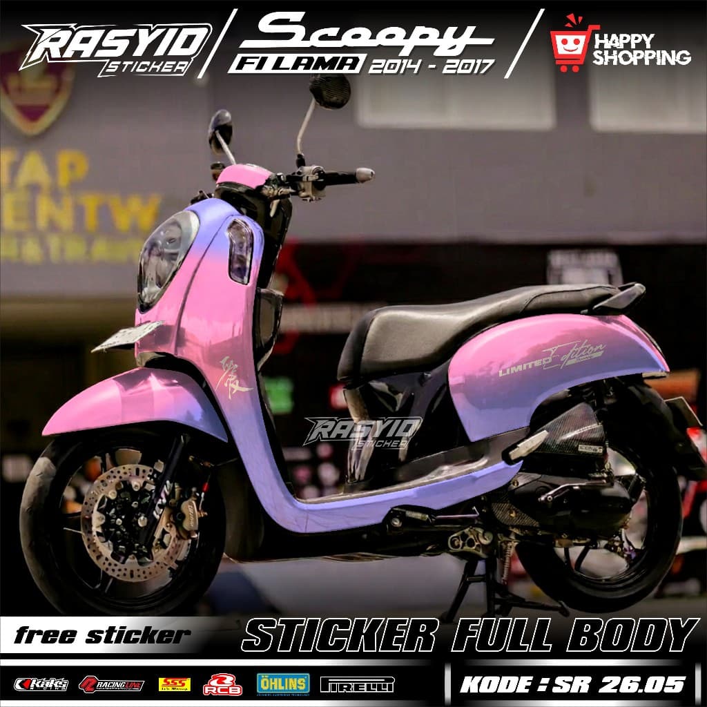 ล่าสุด Full Body Decal สติกเกอร์สําหรับ Honda Scoopy FI รถจักรยานยนต์ 2014 2015 2016 2017 เก่า Scoopy FI Full Body สติกเกอร์ Limited Edition Racing Fi เก่า Limited Edition Scoopy Limited Edition SR 26.06