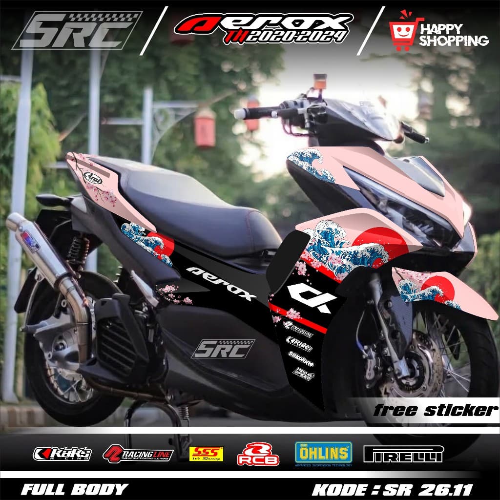 ล่าสุด Full Body Decal สติกเกอร์ Yamaha Aerox 155 ใหม่เชื่อมต่อ Cyber City 2020 2021 2022 2023 2024 Full Body สติกเกอร์ใหม่ Aerox เชื่อมต่อ Arai Sakura Design Aerox ใหม่ Arai Sakura Racing Aerox ใหม่ Arai Sakura SR 26.11