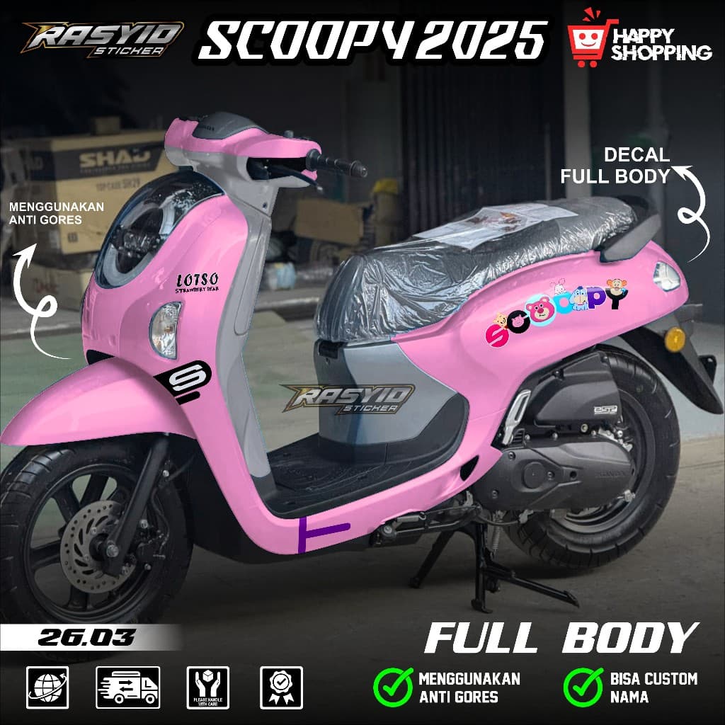 ล่าสุด Full Body Decal สติกเกอร์ Honda Scoopy 2025 2026 Full Body สติกเกอร์ Scoopy 2025 2026Lotso Scoopy 2025 2026 ล็อตโซ่ น่ารัก SR 26.03
