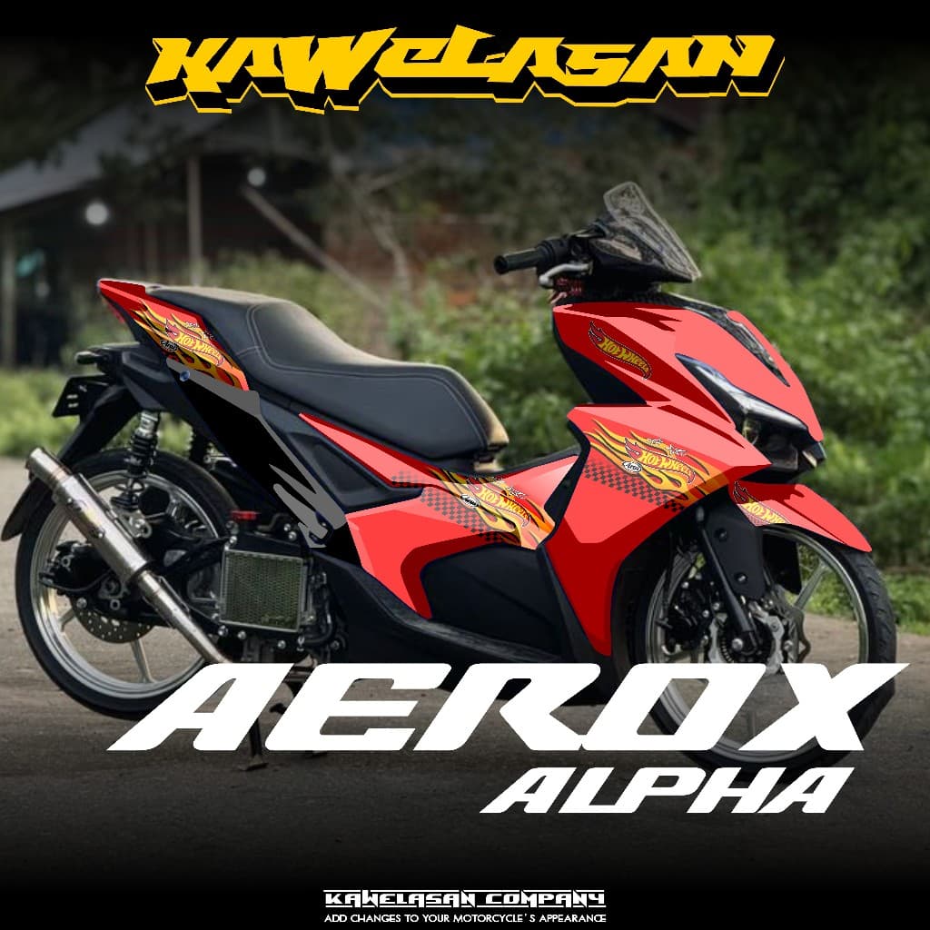 ล่าสุด Yamaha Aerox Alpha Turbo Full Body สติกเกอร์ 2025-2026 Aerox Alpha Turbo Decal สติกเกอร์ Hot Wheels Motif Aerox Alpha Yamaha KS.07