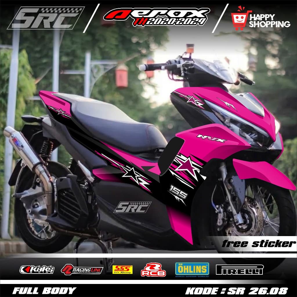 ล่าสุด Full Body Decal สติกเกอร์ Yamaha Aerox 155 ใหม่เชื่อมต่อ Cyber City 2020 2021 2022 2023 2024 Full Body สติกเกอร์ใหม่ Aerox เชื่อมต่อ Star Design Aerox ใหม่ Bintang สไตล์ Racing Aerox ใหม่ Bintang SR 26.08