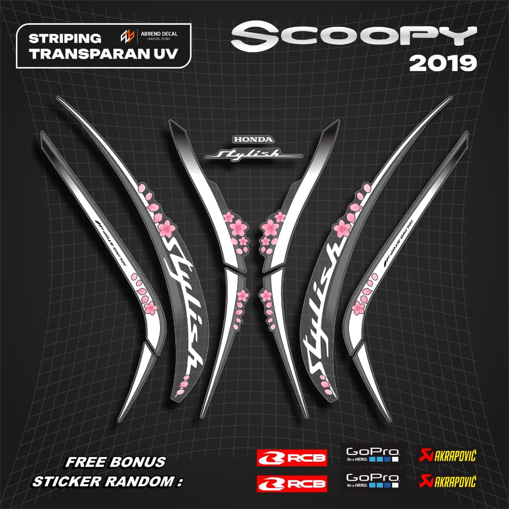 2019 SCOOPY UV TRANSPARENT STRIPING SAKURA LIST / SCOOPY STICKER / HONDA SCOOPY ANTI-SCRATCH STICKER