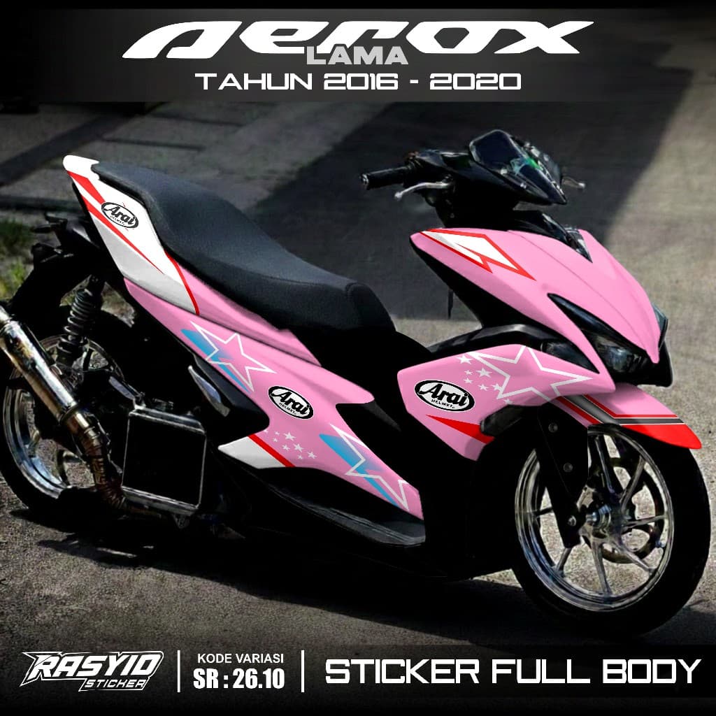 สติกเกอร์เต็มตัวล่าสุด Yamaha Aerox Old VVA ปี 2016 2017 2018 2019 2020 เก่า Aerox สติกเกอร์ Full Body Motif Arai Bintang สไตล์ Aerox เก่า Arai Bintang Aerox Arai Bintang Racing SR 26.10