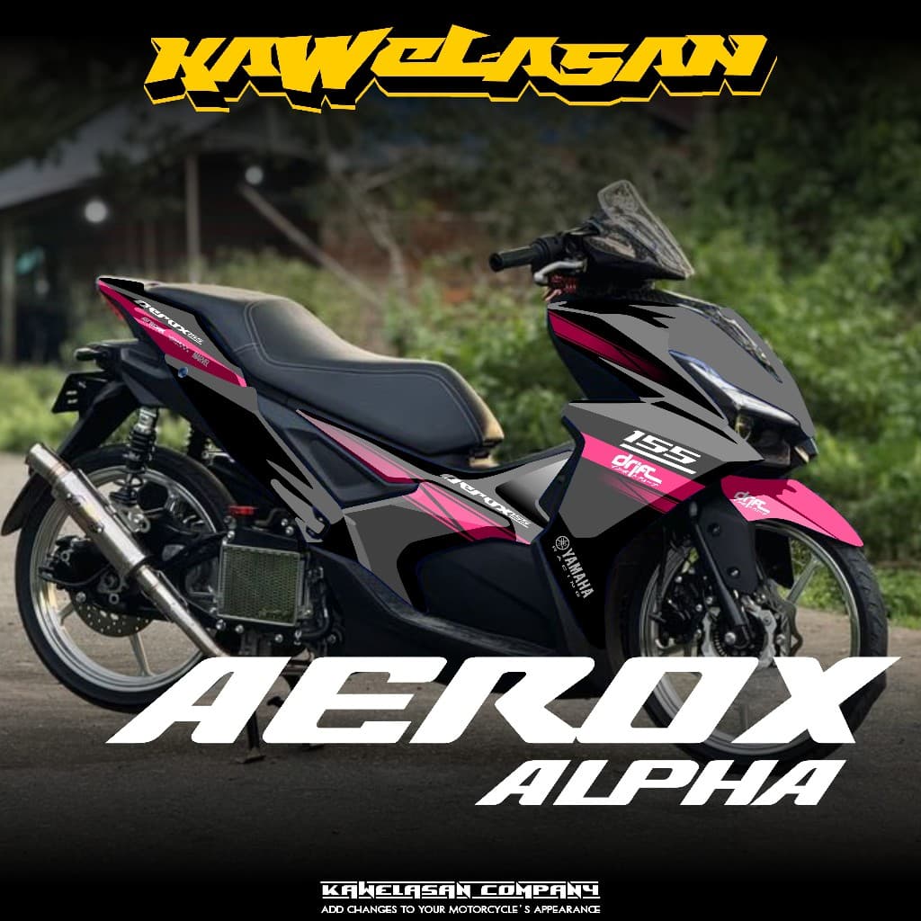 ล่าสุด Yamaha Aerox Alpha Turbo Full Body สติกเกอร์ 2025-2026 Aerox Alpha Turbo Decal สติกเกอร์ Gradient Stripe Motif Aerox Alpha Yamaha KS.09