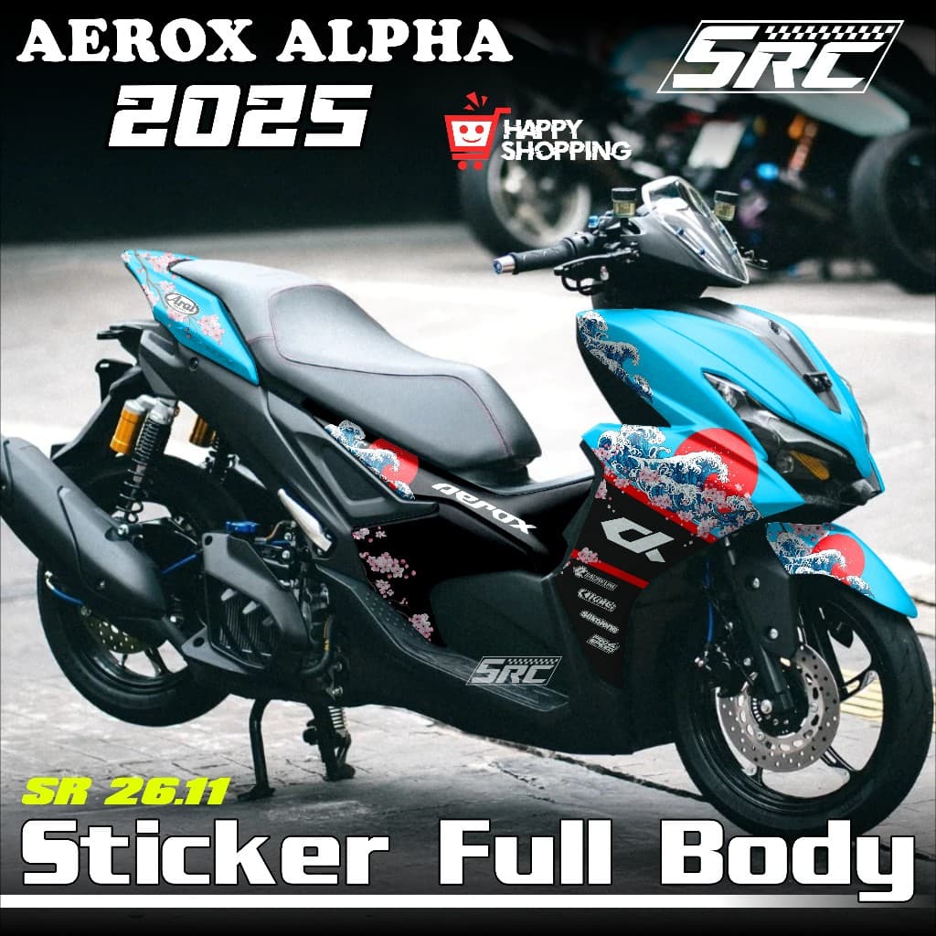 ล่าสุด Yamaha Aerox Alpha Turbo Full Body สติกเกอร์ 2025 2026 Aerox Alpha Turbo Decal สติกเกอร์ Arai Sakura สไตล์ Aerox Alpha Arai Sakura Racing สไตล์ Aerox Alpha Arai Sakura SR 26.11