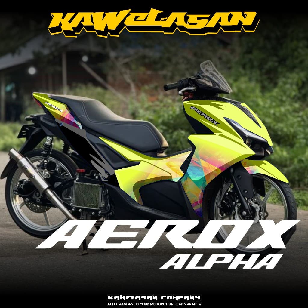 ล่าสุด Yamaha Aerox Alpha Turbo Full Body สติกเกอร์ 2025-2026 Aerox Alpha Turbo Decal สติกเกอร์ Rainbow Motif Gradation สไตล์ Aerox Alpha Yamaha KS.06