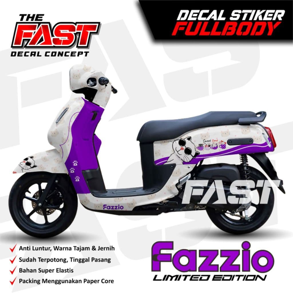Decal สติกเกอร์ Fazzio Fullbody ง่าย motif Cool Yamaha สติกเกอร์ Fazzio Fullbody รถจักรยานยนต์สติกเกอร์ Fazzio รถจักรยานยนต์ striping cod มี