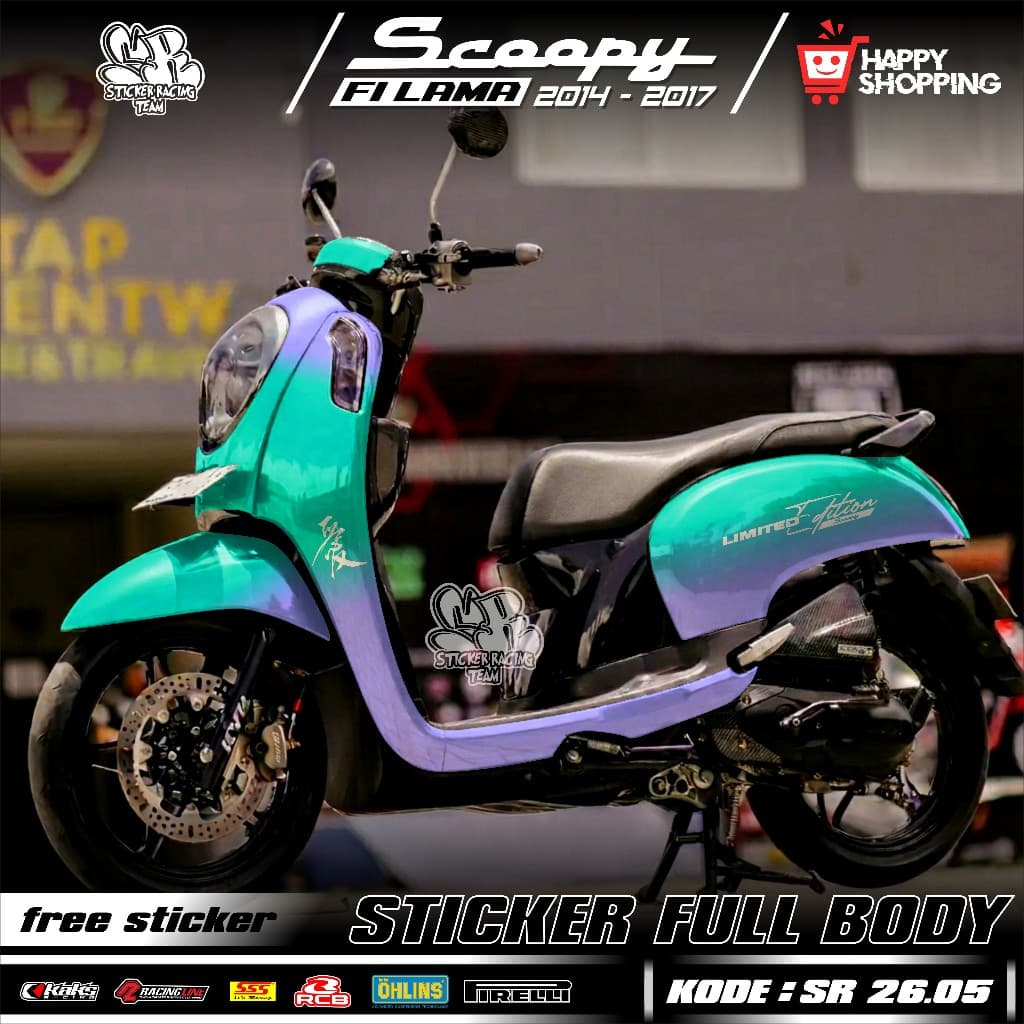 ล่าสุด Full Body สติกเกอร์ Honda Scoopy Fi ปี 2014 2015 2016 2017 Full Body Decal สติกเกอร์ Scoopy Fi เก่า Limited Edition Scoopy Fi เก่า Limited Edition ออกแบบ Limited Edition สี Gradient SR 26.05