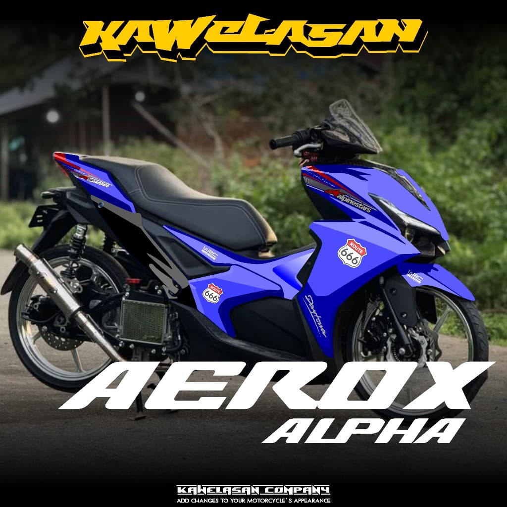 ล่าสุด Yamaha Aerox Alpha Turbo Full Body สติกเกอร์ 2025-2026 Aerox Alpha Turbo Decal สติกเกอร์ Alpinestar สไตล์ Aerox Alpha Yamaha KS.02