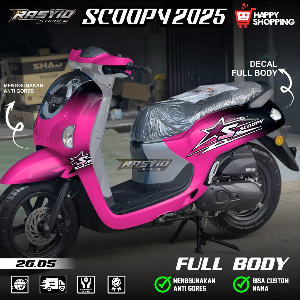ล่าสุด Full Body Decal สติกเกอร์ Honda Scoopy 2025 2026 Full Body สติกเกอร์ 2025 2026 Star Gradient Motif Scoopy 2025 2026 Scoopy Star Gradient Racing Star Gradient SR 26.05