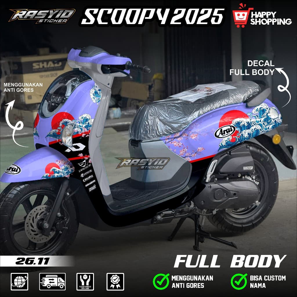 ล่าสุด Full Body Decal สติกเกอร์ Honda Scoopy 2025 2026 Full Body สติกเกอร์ Scoopy 2025 2026 Arai Sakura Motif Scoopy 2025 2026 Arai Sakura Arai Sakura Racing SR 26.11