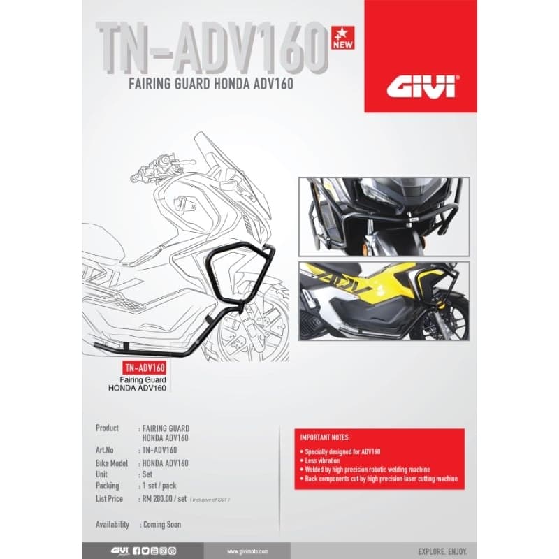 *Hot Item* การ์ดแฟริ่ง GIVI HONDA ADV160 Crash Bar TN-ADV160