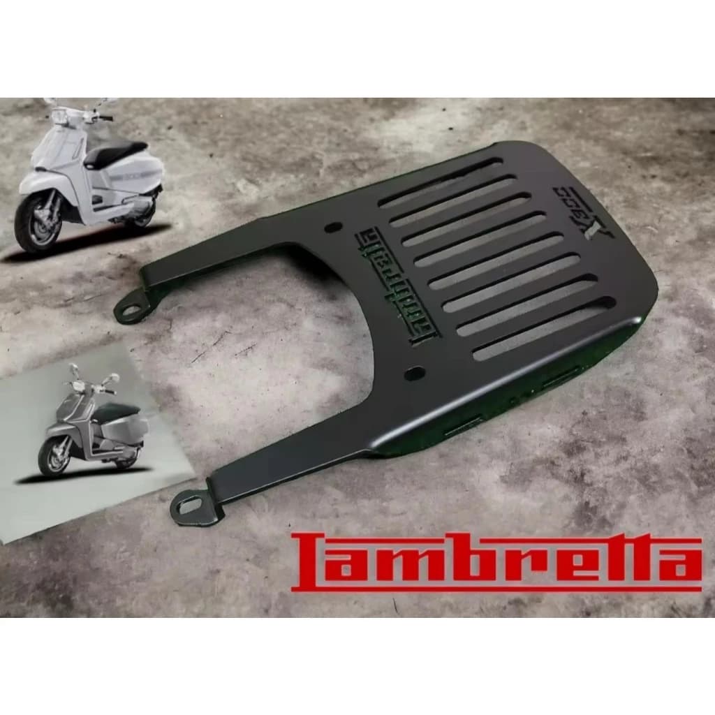 Lambretta X250 X300 Lambretta Monorack ผงสีดําเคลือบชั้นวางกล่องด้านบนชั้นวางสปอยเลอร์ Heavy Duty