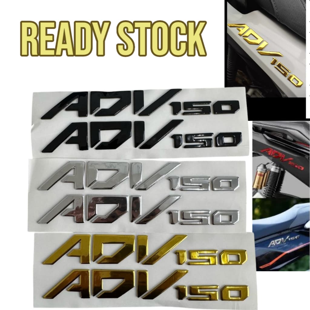 Adv150 ตราสัญลักษณ์อีพ็อกซี่ honda adv150 2 ชิ้น sepasang kiri kan chrome gold hitam honda adv150 สัญลักษณ์สติกเกอร์อีพ็อกซี่
