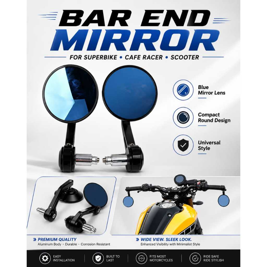 Alloy End Bar Balancer กระจกมองข้าง Tepi กระจก Endbar สกู๊ตเตอร์ Lambretta Cafe Racer G350 X250 ADV160 ADXTG 368G Z900 MT07
