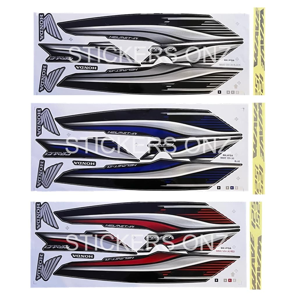 สติ๊กเกอร์ HONDA WAVE125-i Stripe Stiker HONDA WAVE125 I WAVE125i FUEL INJECTION (4) ชุดฝาครอบร่างกาย KIVERSET W125I W125
