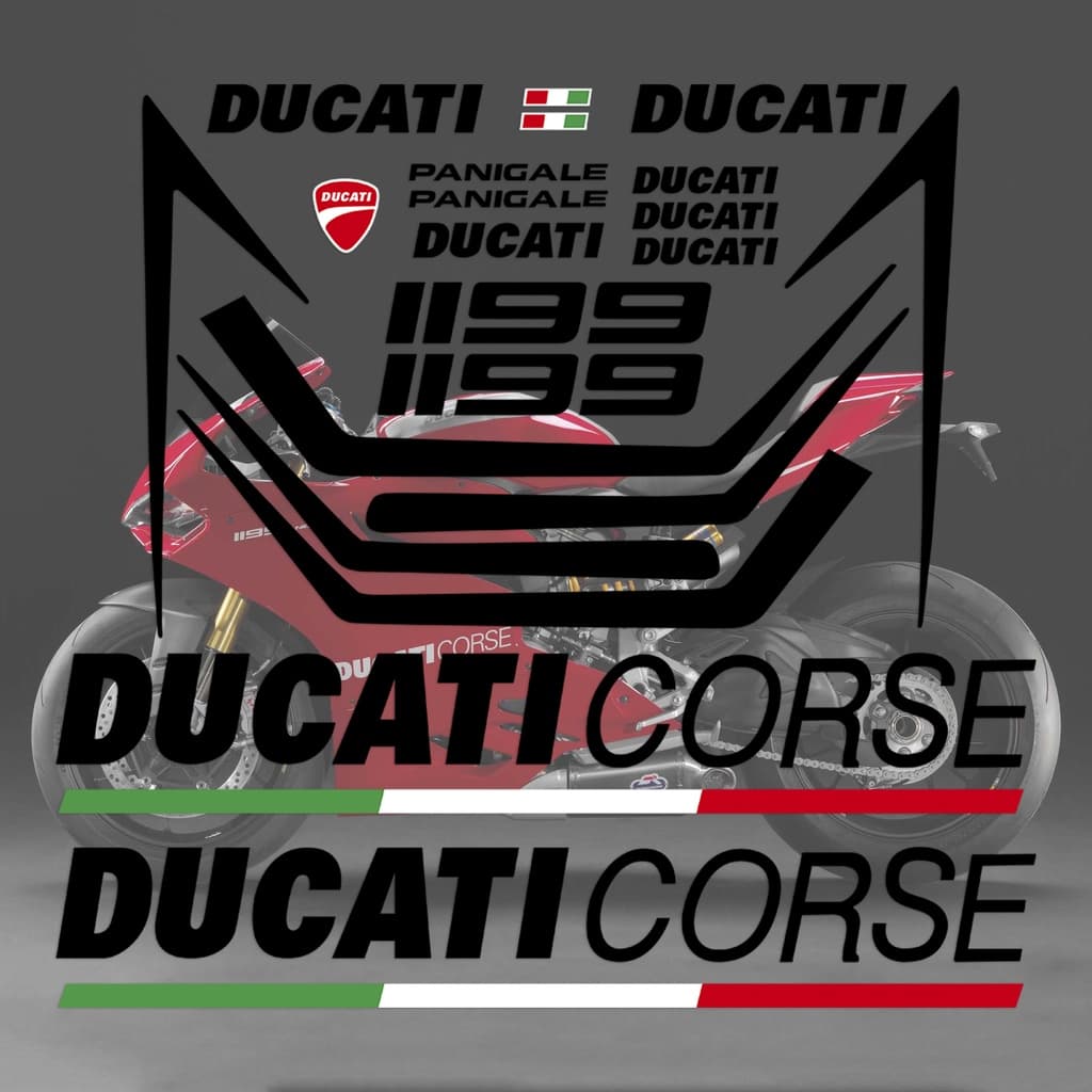 1 ชุด DUCATI 1199 Panigale สติ๊กเกอร์สะท้อนแสง ถังน้ำมันเชื้อเพลิง แฟริ่ง กระจกหน้ารถ ร่างกาย รูปลอกข้าง สติ๊กเกอร์ตราสัญลักษณ์มอเตอร์ไซค์