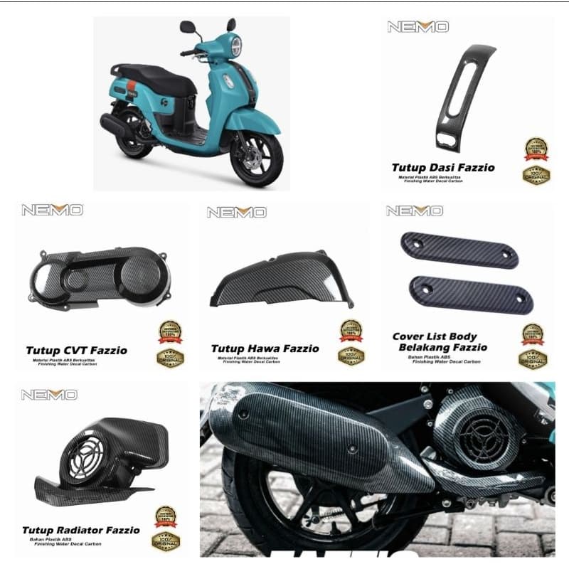 Fazzio อุปกรณ์เสริมฝาครอบคาร์บอน yamaha fazzio ท่อไอเสียกรอง cvt ผูกหน้า