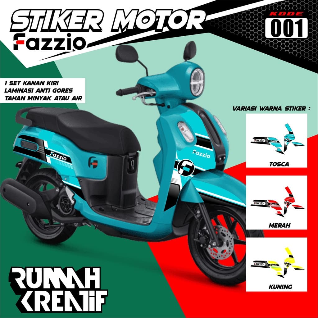 สติ๊กเกอร์ Yamaha Fazzio Striping รายชื่อร่างกายเคลือบป้องกันรอยขีดข่วน – ตัวเลือก 10 การออกแบบ