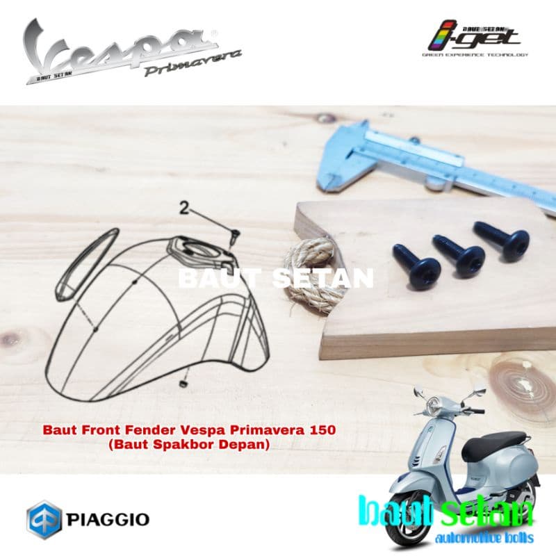Vespa Primavera 150 สลักเกลียวบังโคลนหน้า Primavera สลักเกลียวบังโคลนหน้า