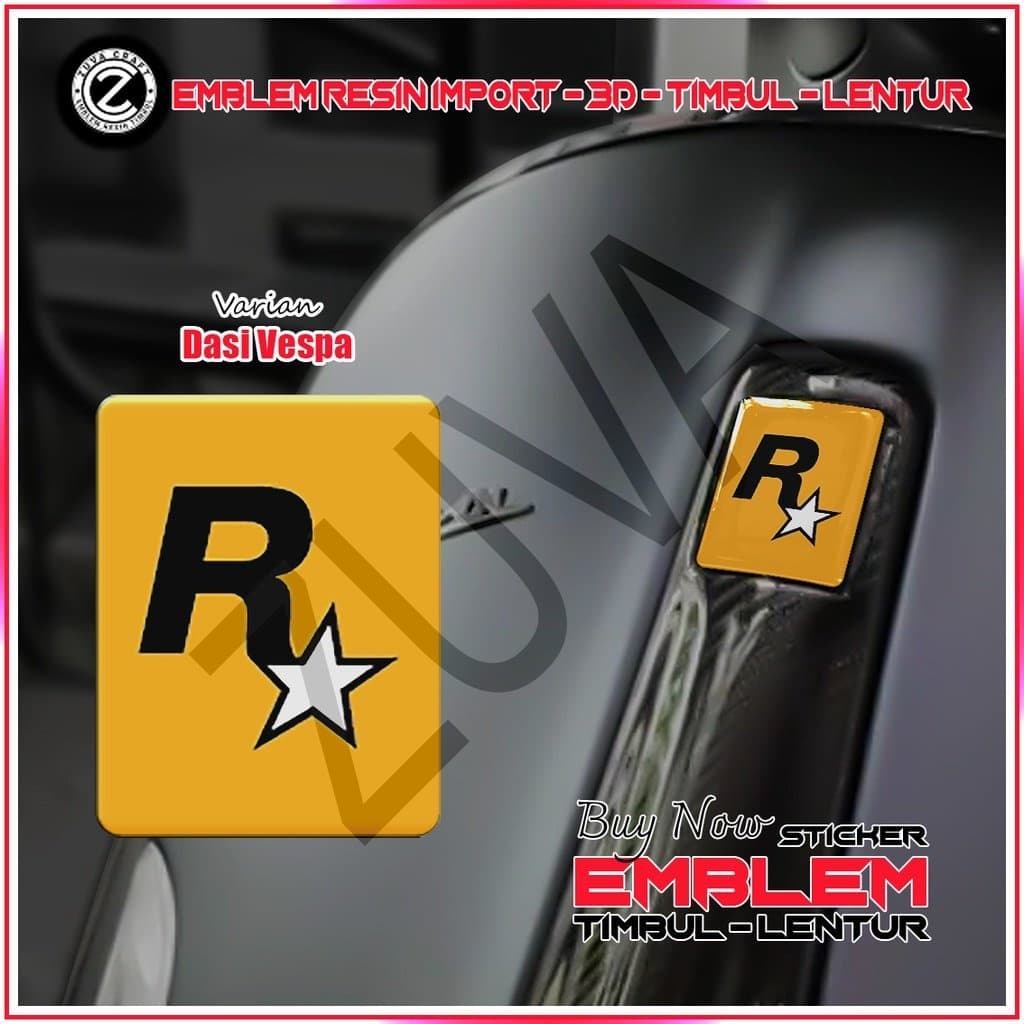 สติ๊กเกอร์ Rock Star LOGO RAISED EMBLEM VESPA TIE FLEXIBLE RESIN Vespa LX/S/Sprint/Primavera/GTS