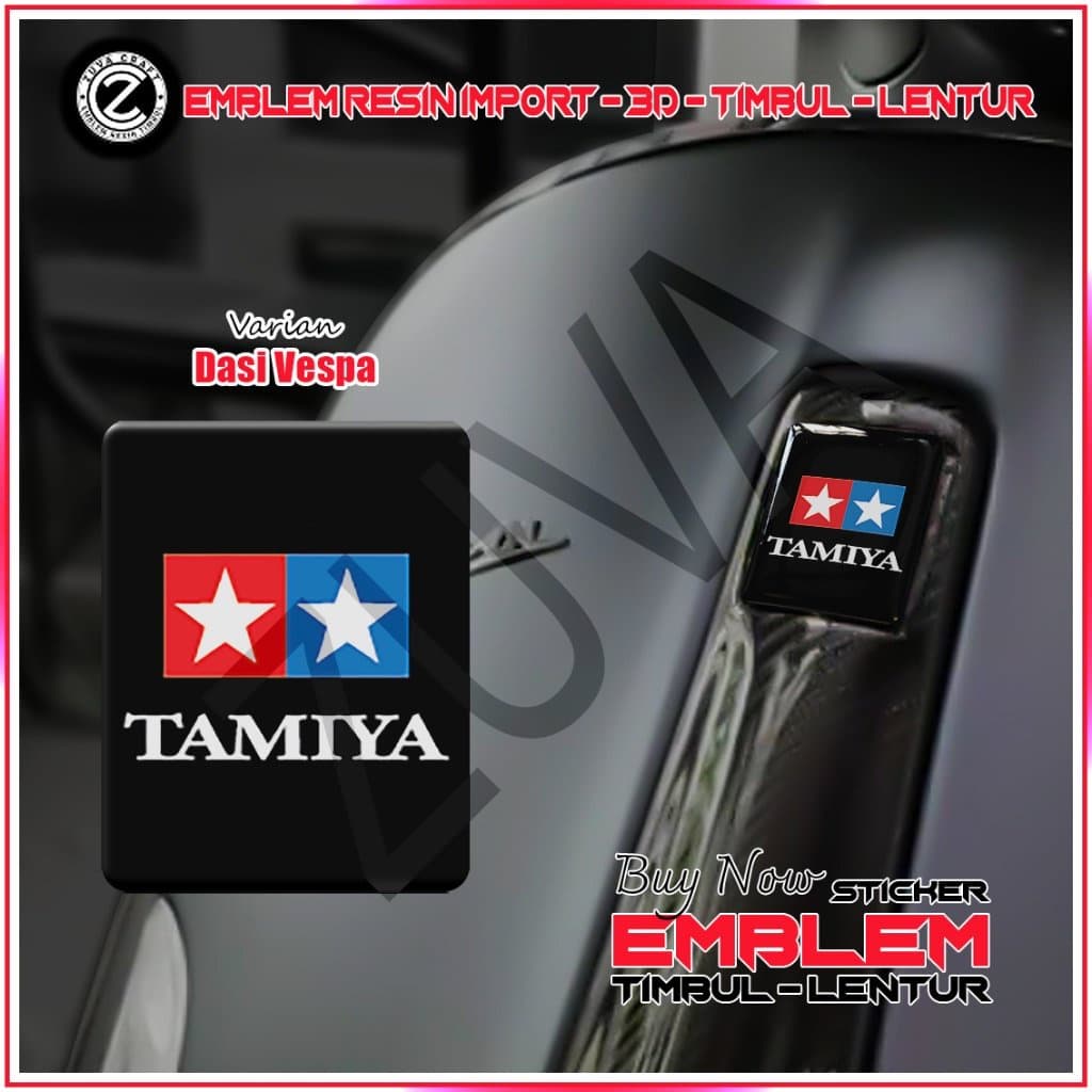 สติ๊กเกอร์โลโก้ VESPA TAMIYA สีดํา เรซิ่นนูน ติดง่าย สําหรับ Vespa LX/S/Sprint/Primavera/GTS