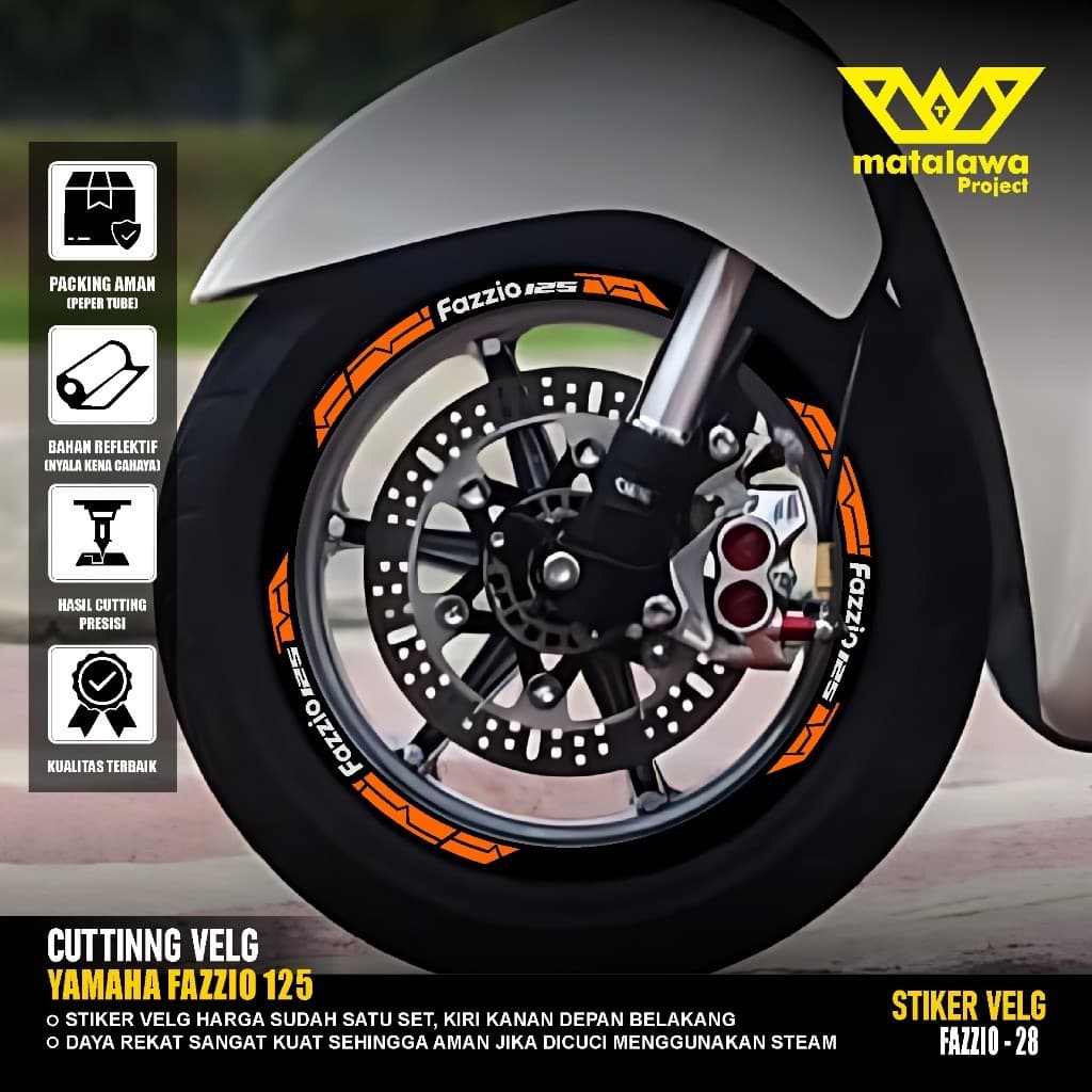 CUTTING สติกเกอร์ RIM YAMAHA FAZZIO สติกเกอร์ LIS อุปกรณ์เสริม PELK มอเตอร์แหวน 12 ชุดด้านหลัง 28
