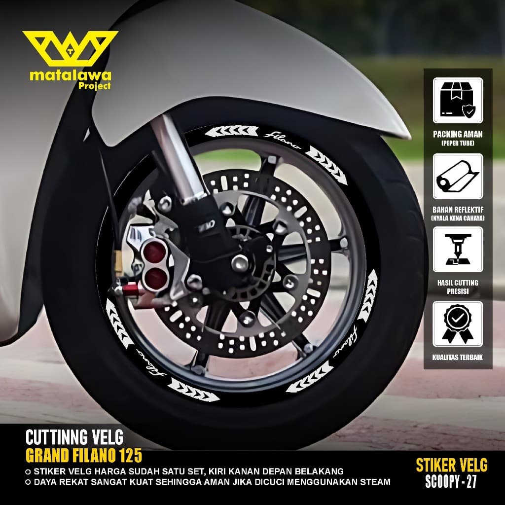สติ๊กเกอร์ตัด RIM YAMAHA NEW GRAND FILANO RING 12 LIS สติ๊กเกอร์ PELK MOTOR VARIATION R 12 SET 27