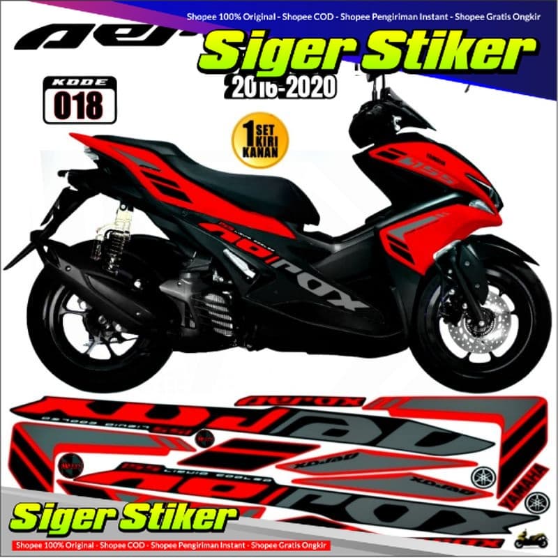 MERAH Decal สติกเกอร์ Striping Variation Aerox เก่า Aerox 155 เก่า 2016-2019 Aerox 155 เก่า Yamaha Aerox 155 Vva Abs Aerox 155 ประเทศไทย Yamaha Nvx 155 เก่า |รูปลอก Semi Fullbody Aerox Old Lis Aerox Old Sticker Aerox Old Striping Thailand Aerox Old Red 19