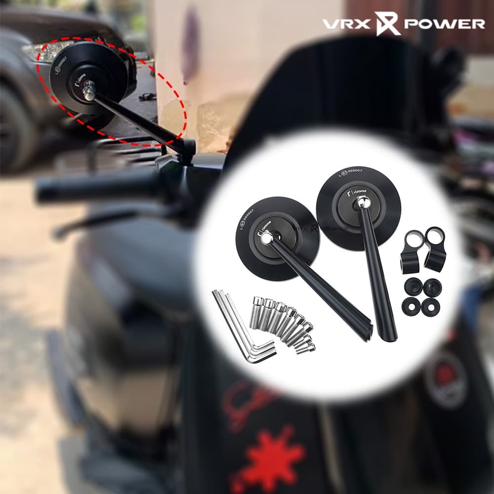 กระจกมองข้าง CNC ทรงกลม สีฟ้า สําหรับ Vespa Sprint Primavera LX S150 Lambretta X300 V200