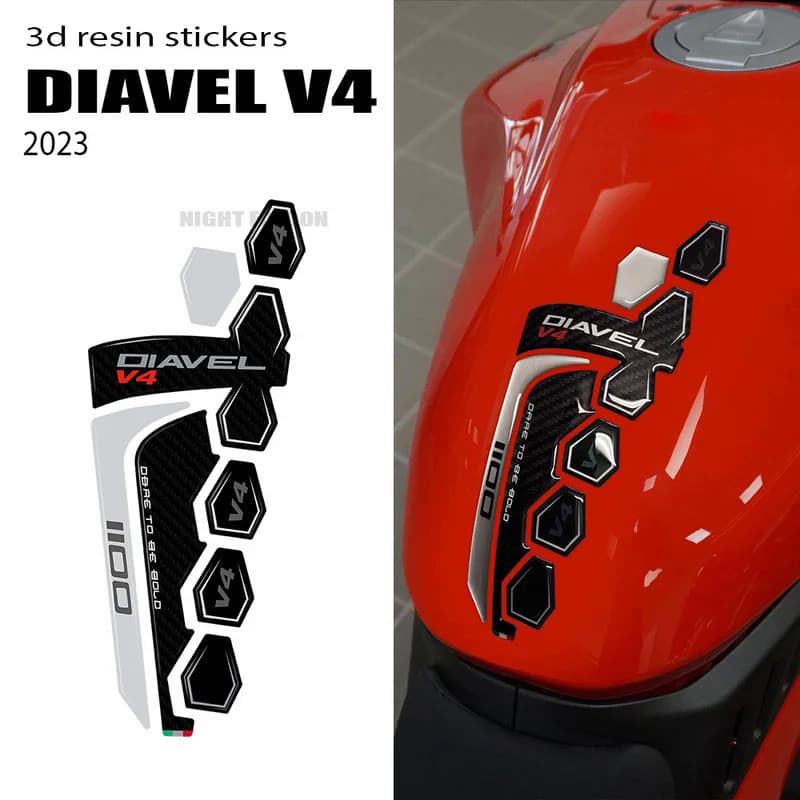 LS New Diavel V4 2023 Motorcycle Accessories Tank Pad Protector 3D Epoxy Resin Sticker Kit For Ducati Diavel V4 2023-