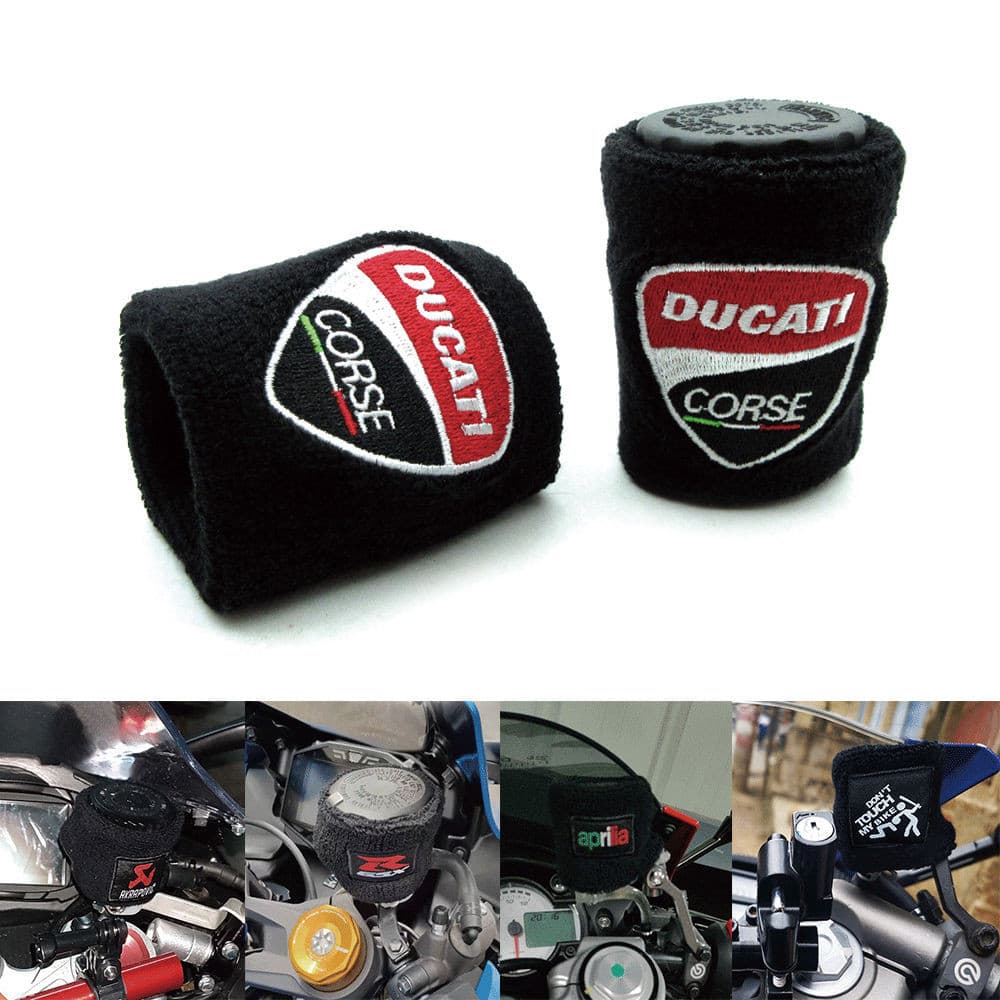 Universal upper pump oil bottle cover for Ducati motorcycles 1199 1299 899 V2 Monster696 821 797 659 Panigale V4 XDiavel S Diavel1260 StreetFighter 848 1098 Scrambler800 handlebar brake fluid bottle sun protection decorative protective cover