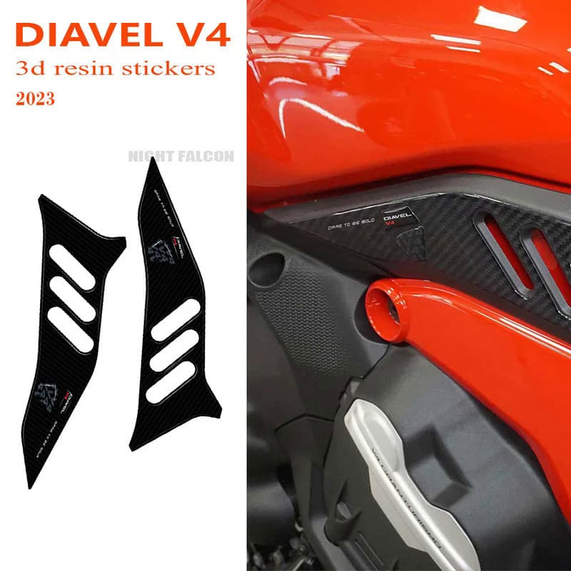 LS 2023 Diavel V4 for Ducati Diavel V4 2023- Motorcycle Accessories Side Area Protector 3D Epoxy Resin Sticker Kit