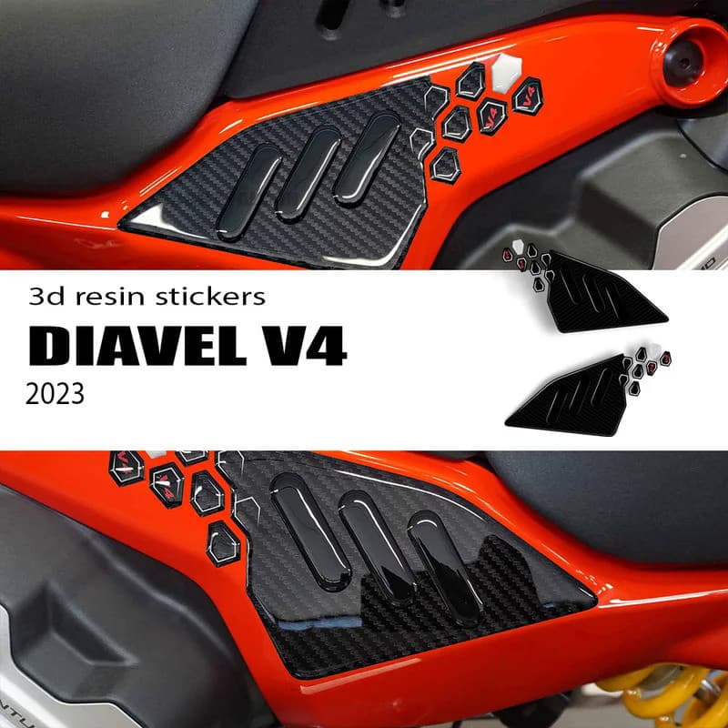 LS Brand New Diavel V4 2023 Motorcycle Accessories Side Area Protector 3D Epoxy Resin Sticker Kit for Ducati Diavel V4 2
