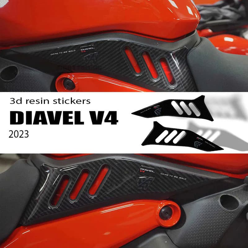 LS 2023 Diavel V4 Motorcycle Accessories Side Area Protector 3D Epoxy Resin Sticker Kit for Ducati Diavel V4 2023-