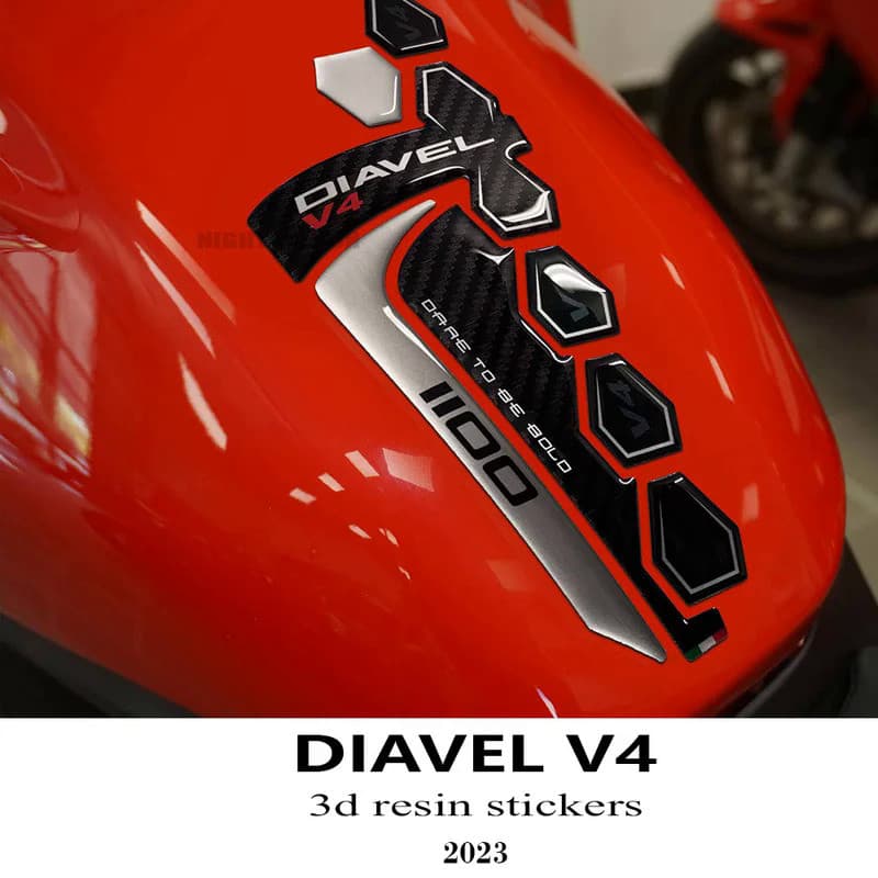 LS New 2023 Diavel V4 Motorcycle Accessories Tank Pad Protector 3D Epoxy Resin Sticker Kit for Ducati Diavel V4 2023-