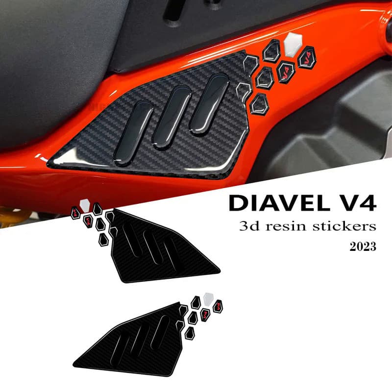 LS Brand New Diavel V4 Motorcycle Accessories Side Area Protector 3D Epoxy Resin Sticker Kit for Ducati Diavel V4 2023-