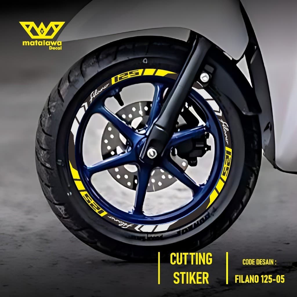 สติ๊กเกอร์ตัด RIM YAMAHA NEW GRAND FILANO RING 12 LIS สติ๊กเกอร์ PELK MOTOR VARIATION R 12 ชุด FRONT REAR CODE 05