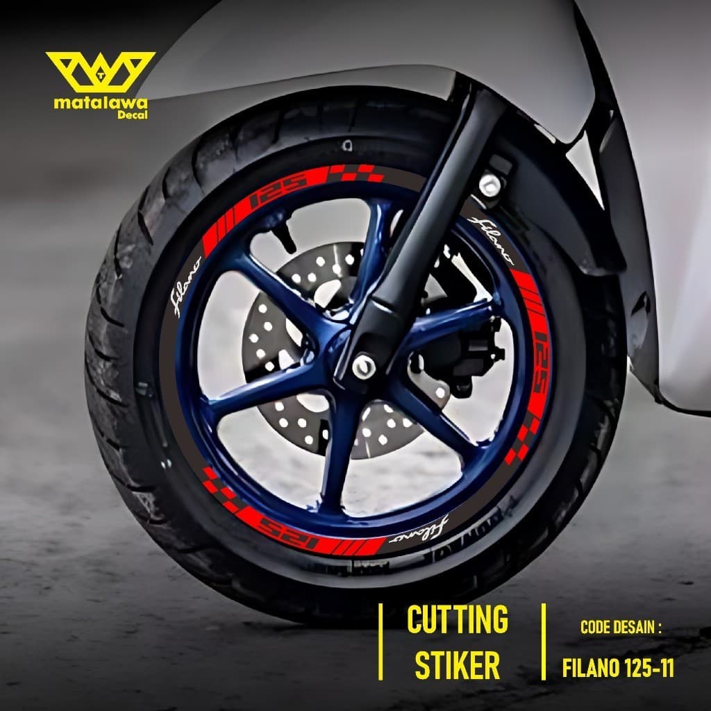สติ๊กเกอร์ตัด RIM YAMAHA NEW GRAND FILANO RING 12 LIS สติ๊กเกอร์ PELK MOTOR VARIATION R 12 ชุด FRONT REAR CODE 11