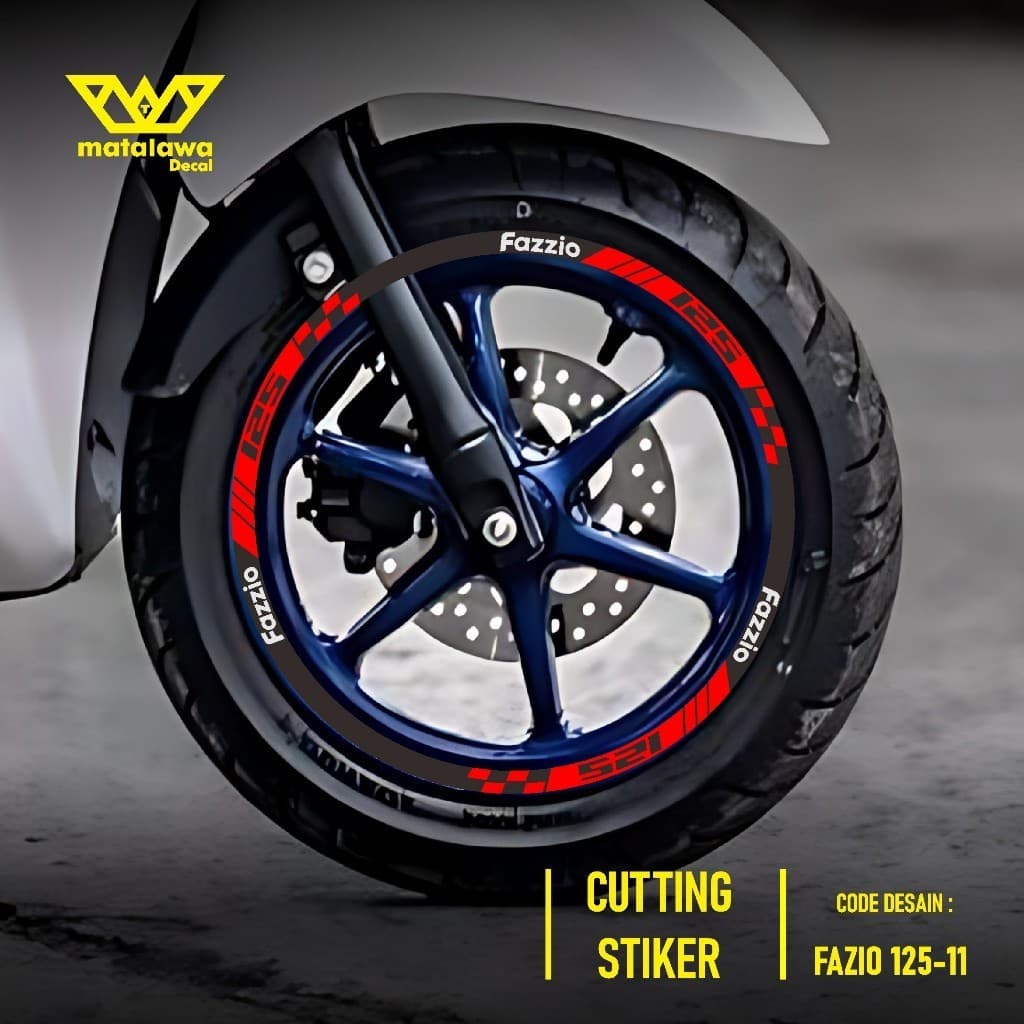 สติกเกอร์ตัดสติกเกอร์ LIS RIM YAMAHA FAZZIO - อุปกรณ์เสริมรถจักรยานยนต์แหวน 12 FAZZIO ชุดการออกแบบด้านหลังด้านหน้า 11