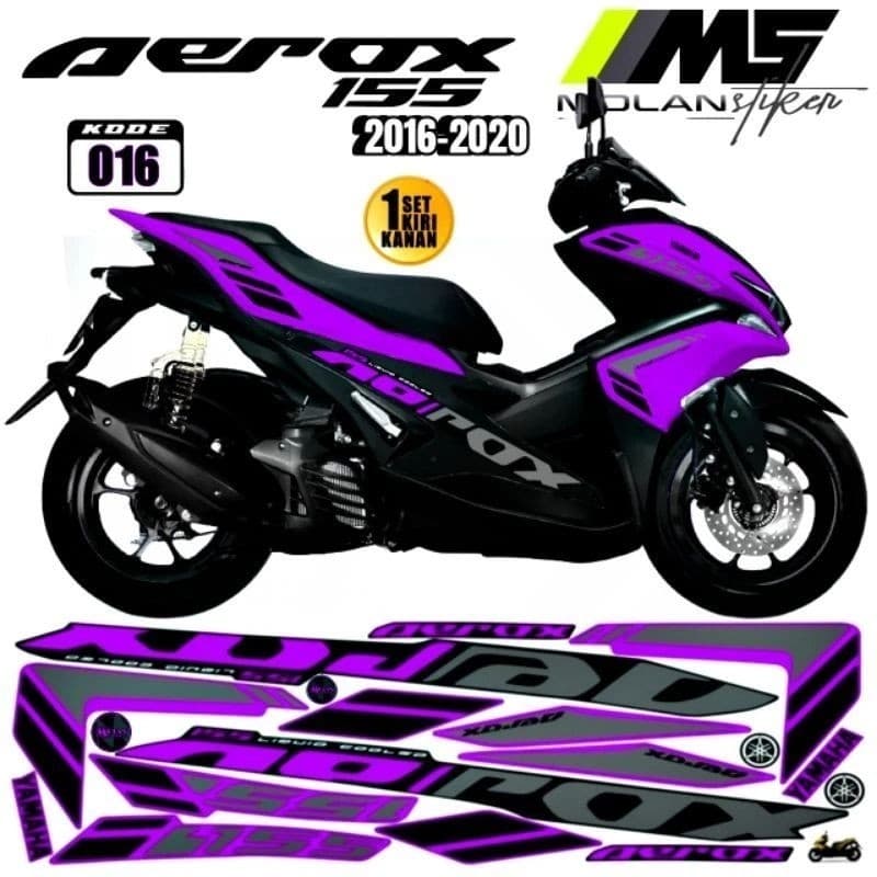 UNGU Decal สติกเกอร์ Striping Variations Aerox เก่า 155 เก่า 2016-2019 Aerox 155 เก่า Yamaha Aerox 155 Vva Abs Aerox 155 ประเทศไทย Yamaha Nvx 155 เก่า |รูปลอก Semi Fullbody Aerox Old Lis Aerox Old Sticker Aerox Old Striping Thailand Aerox Old Purple